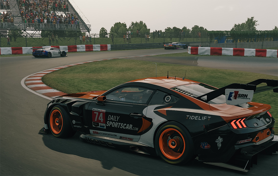 SRN-Dailysportscar.com Team Ford Mustang GT3 battling for position on track